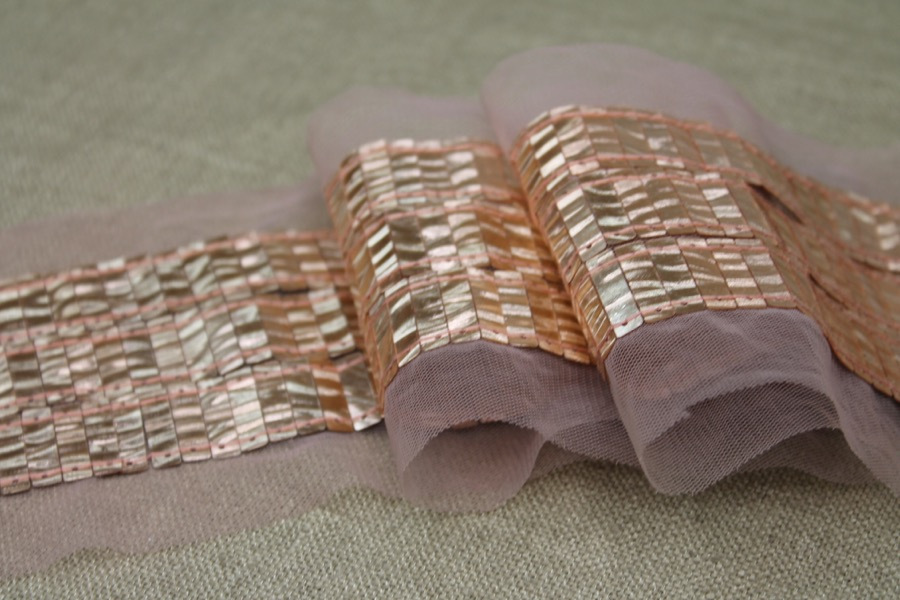 Rectangular Sequin Trim - Peachy Gold, image 3 of 5