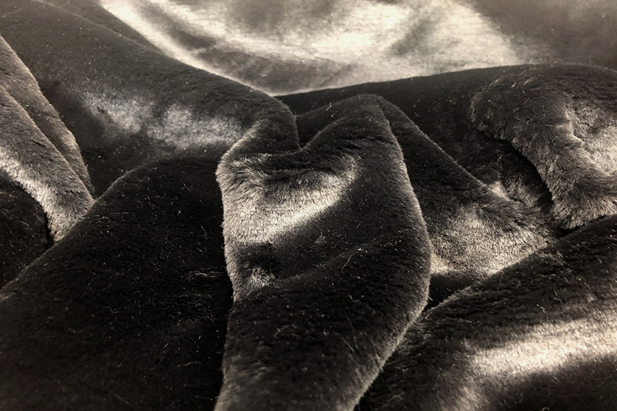 Short Pile Knit Back Faux Fur - Black fabric, image 5 of 5