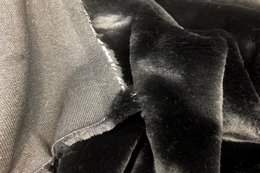 Short Pile Knit Back Faux Fur - Black fabric, image 2 of 5