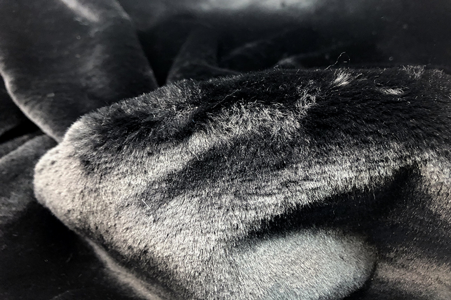 Short Pile Knit Back Faux Fur - Black fabric, image 3 of 5