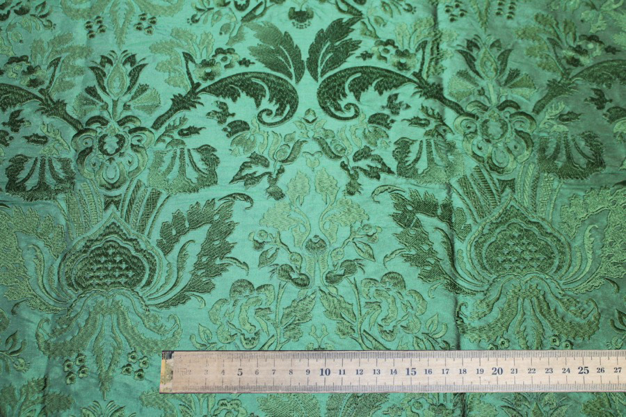 Heavy Jacquard Style Embroidery - Emerald Green - 135cm wide fabric, image 7 of 7