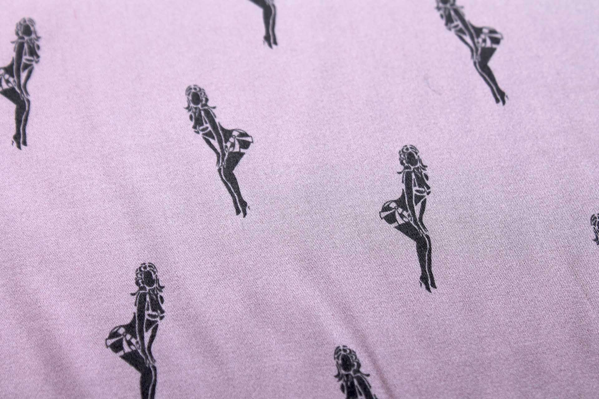 Pin-up Printed Stretch Silk Satin - Baby Pink fabric, image 3 of 5
