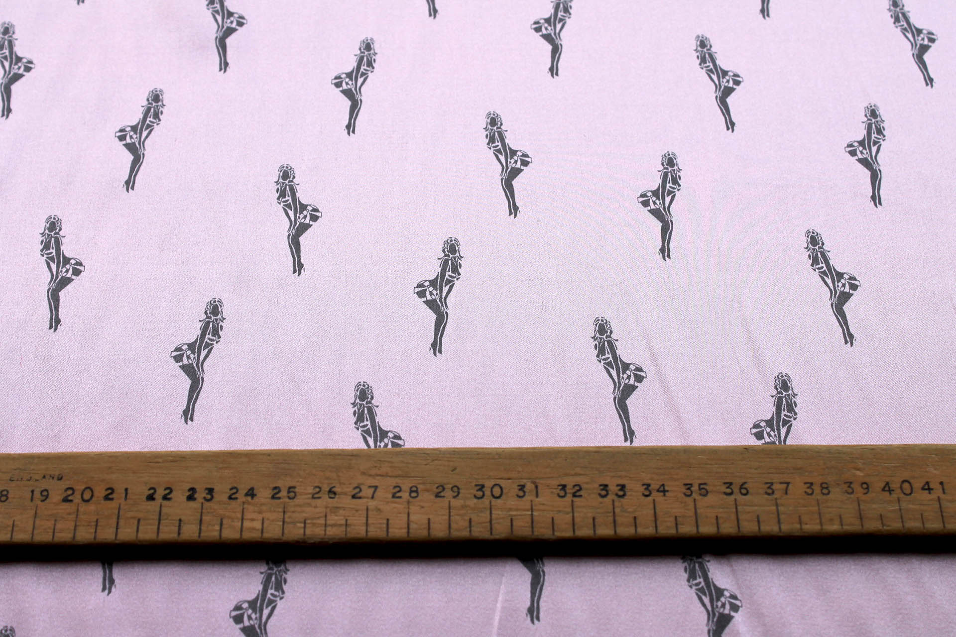 Pin-up Printed Stretch Silk Satin - Baby Pink fabric, image 5 of 5