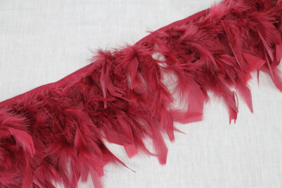 Feather Trim - Burgundy, image 3 of 4