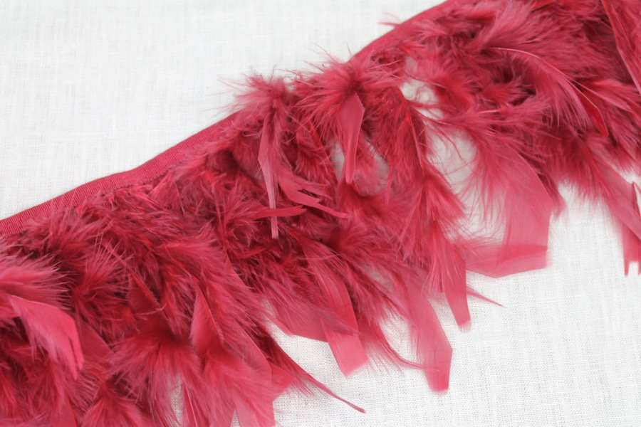 Feather Trim - Burgundy