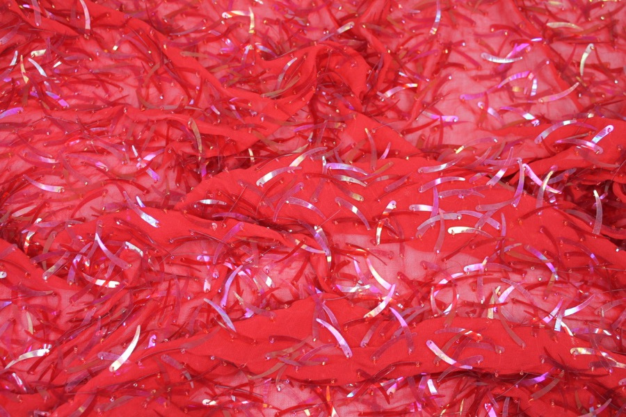 Shark Tooth Sequin - Red Iridescent fabric, image 2 of 6