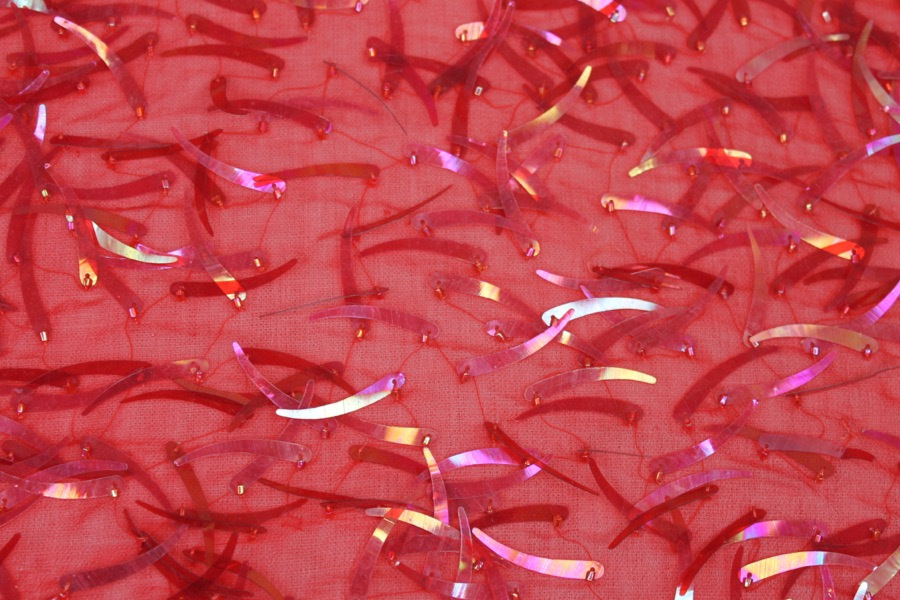 Shark Tooth Sequin - Red Iridescent fabric, image 3 of 6