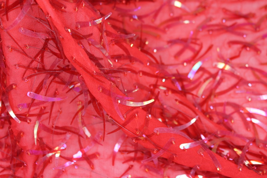 Shark Tooth Sequin - Red Iridescent fabric, image 4 of 6