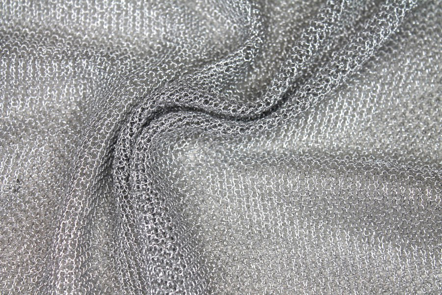 Textured Metallic Thread Knit - Silver fabric, image 2 of 6