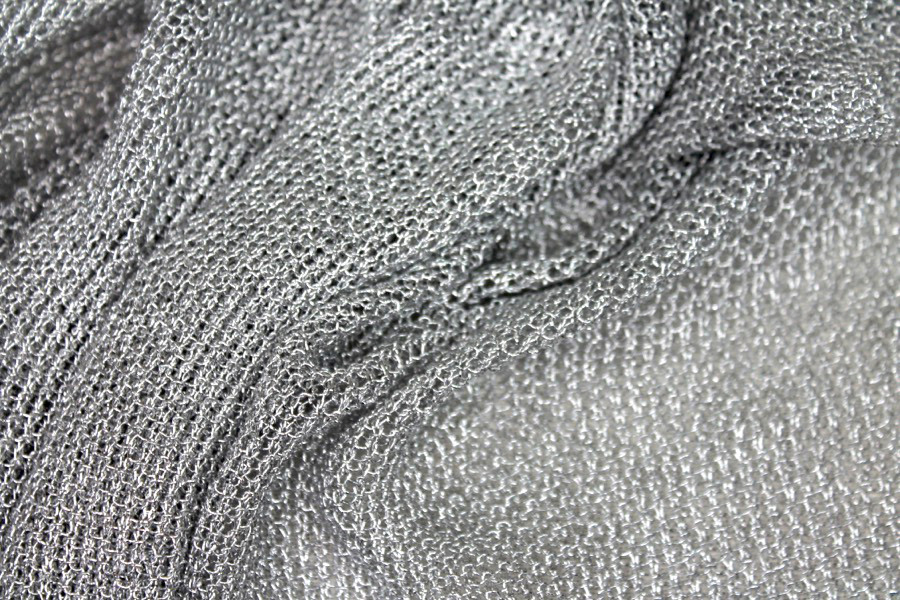 Textured Metallic Thread Knit - Silver fabric, image 3 of 6