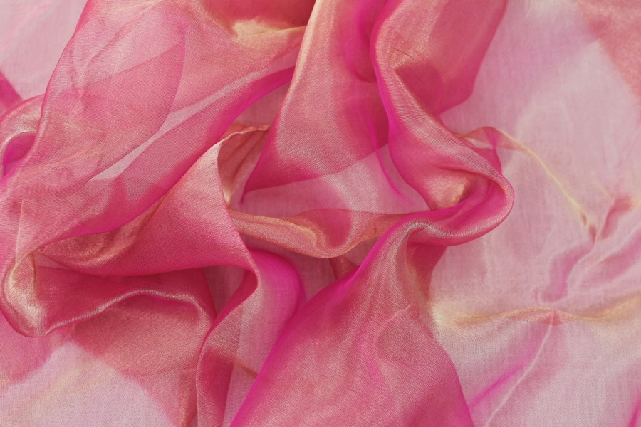 Silk Organza - Metallic Pink Gold fabric, image 3 of 7