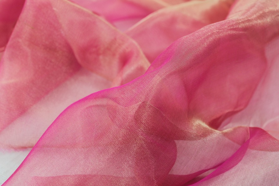 Silk Organza - Metallic Pink Gold fabric, image 2 of 7