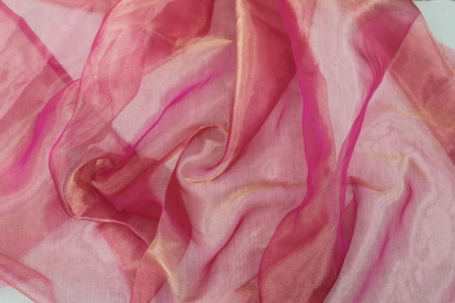 Silk Organza - Metallic Pink Gold fabric, image 5 of 7