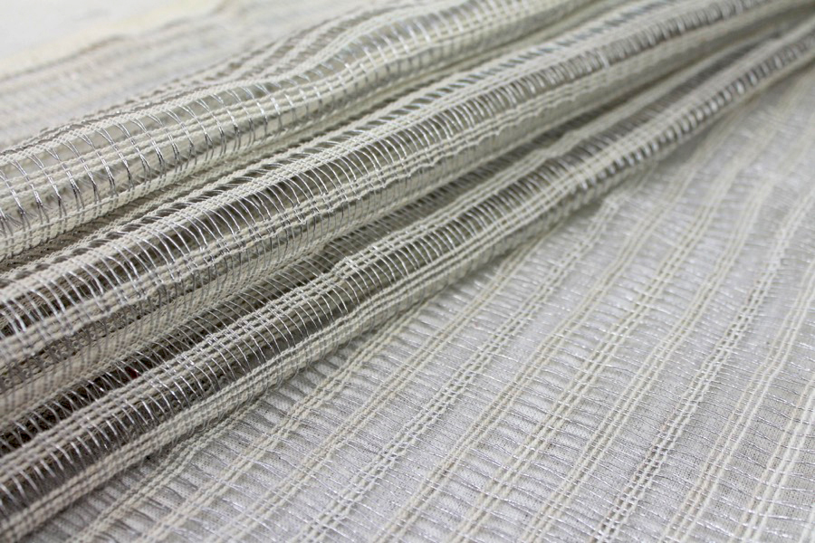 Metallic Thread Texture Weave - Ivory / Silver fabric, image 3 of 9