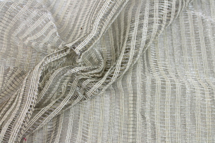 Metallic Thread Texture Weave - Ivory / Silver fabric, image 4 of 9
