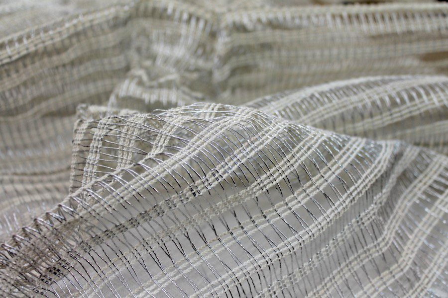 Metallic Thread Texture Weave - Ivory / Silver fabric, image 2 of 9