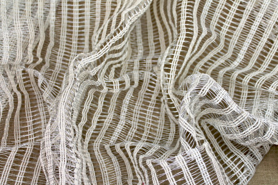 Metallic Thread Texture Weave - Ivory / Silver fabric, image 5 of 9
