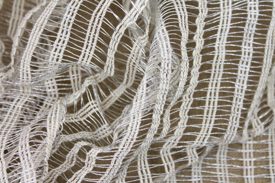 Metallic Thread Texture Weave - Ivory / Silver fabric, image 8 of 9