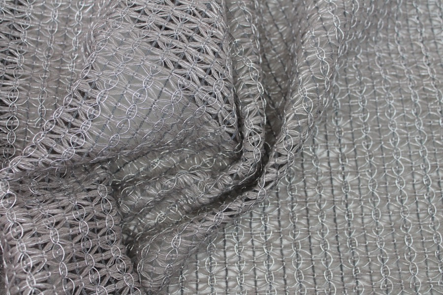 Metallic Thread Texture Weave - Grey / Silver fabric, image 2 of 8