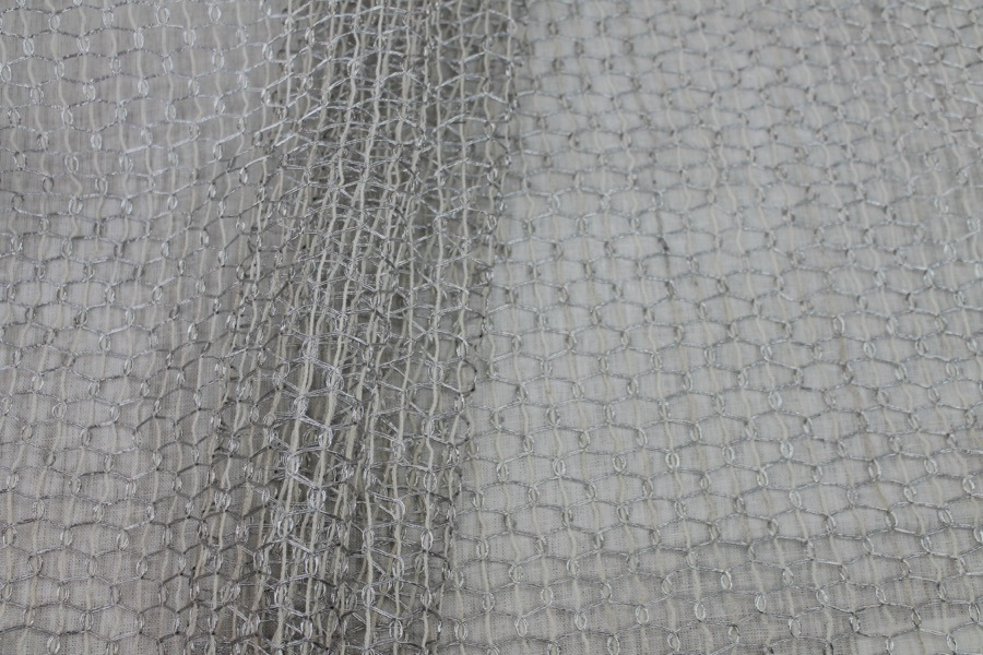 Metallic Thread Texture Weave - Off White / Silver fabric, image 2 of 7