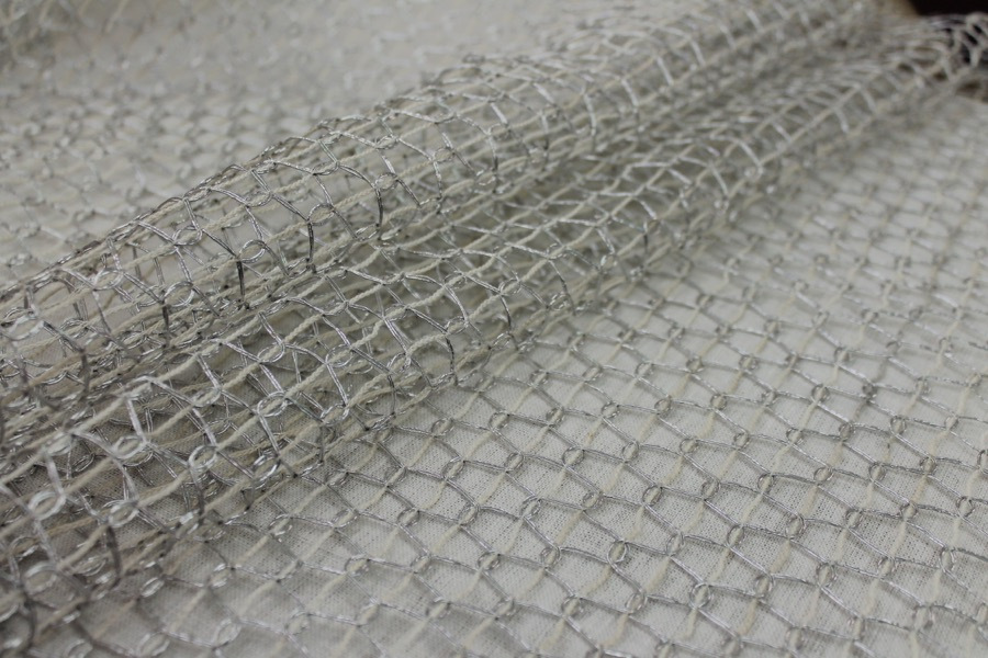 Metallic Thread Texture Weave - Off White / Silver fabric, image 3 of 7
