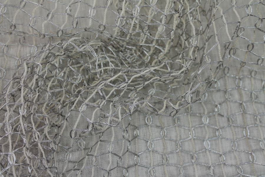 Metallic Thread Texture Weave - Off White / Silver fabric, image 5 of 7