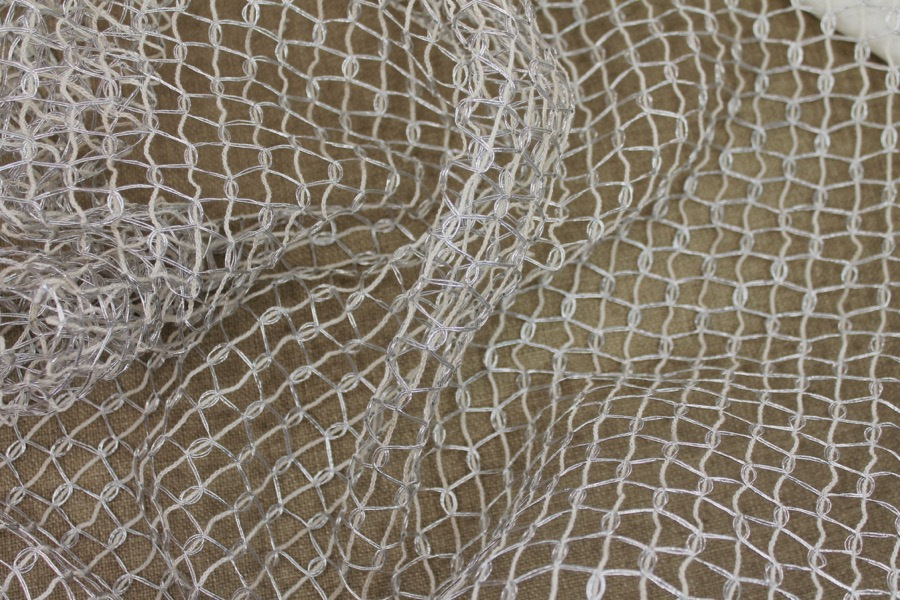 Metallic Thread Texture Weave - Off White / Silver fabric, image 6 of 7
