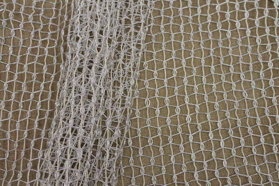 Metallic Thread Texture Weave - Off White / Silver fabric, image 7 of 7