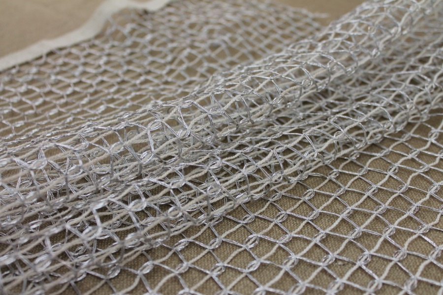 Metallic Thread Texture Weave - Off White / Silver fabric, image 4 of 7