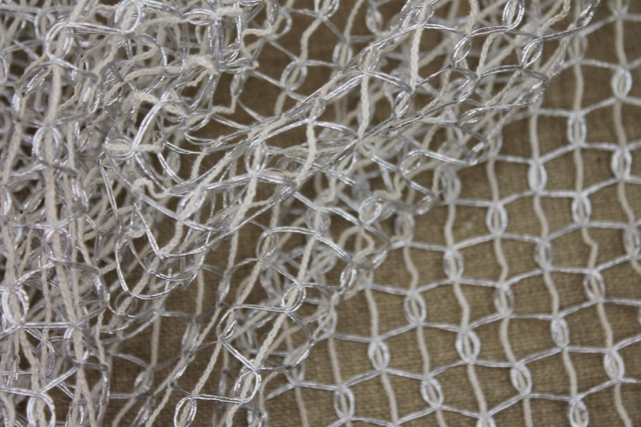 Metallic Thread Texture Weave - Off White / Silver fabric