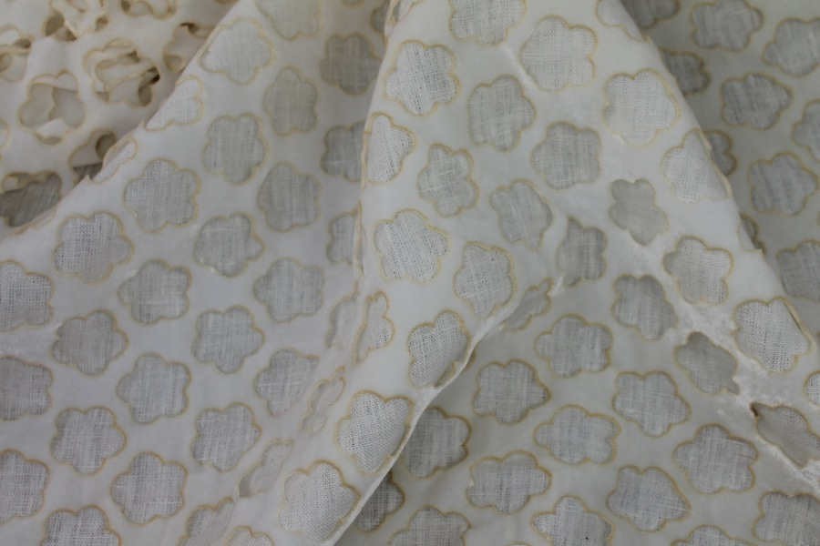 Laser Cut Soft Velvet - Ivory fabric, image 4 of 7
