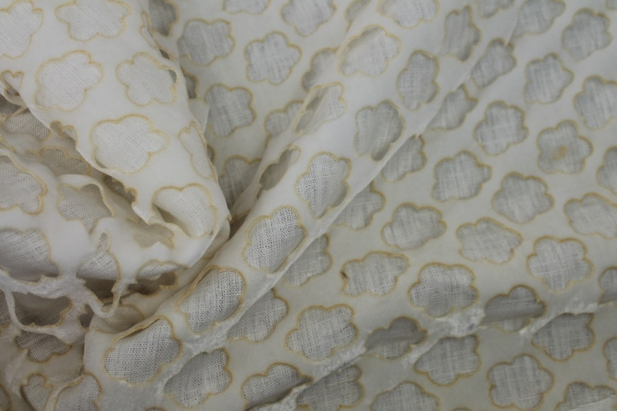 Laser Cut Soft Velvet - Ivory fabric, image 3 of 7