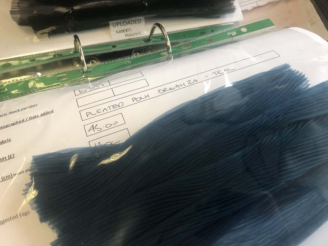 Pleated Poly Organza - Teal fabric, image 2 of 11