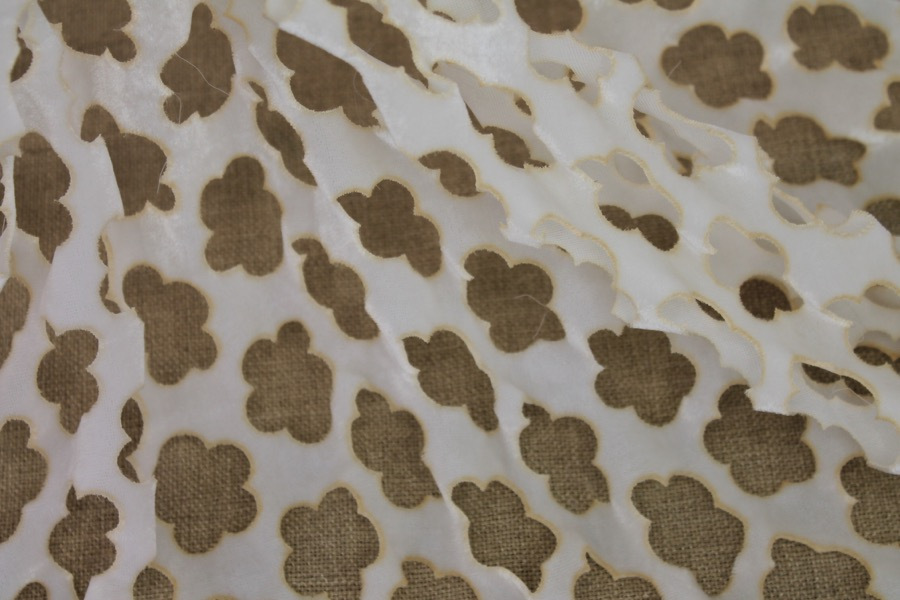 Laser Cut Soft Velvet - Ivory fabric
