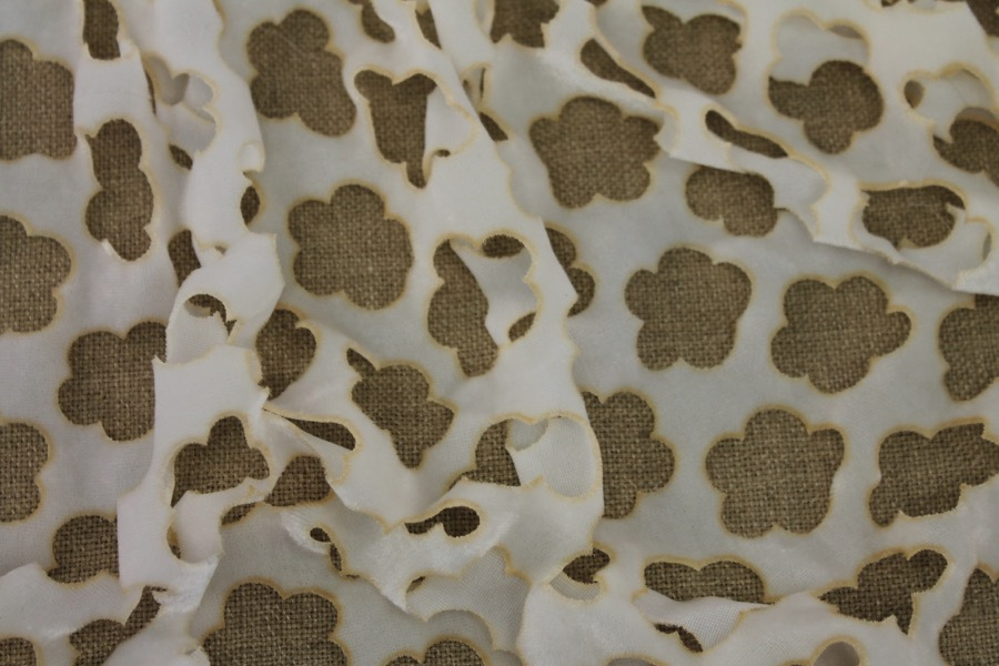 Laser Cut Soft Velvet - Ivory fabric, image 7 of 7