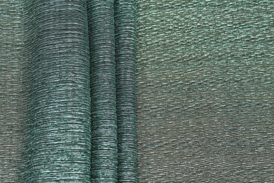 Pleated Lurex Knit - Turquoise fabric, image 2 of 9