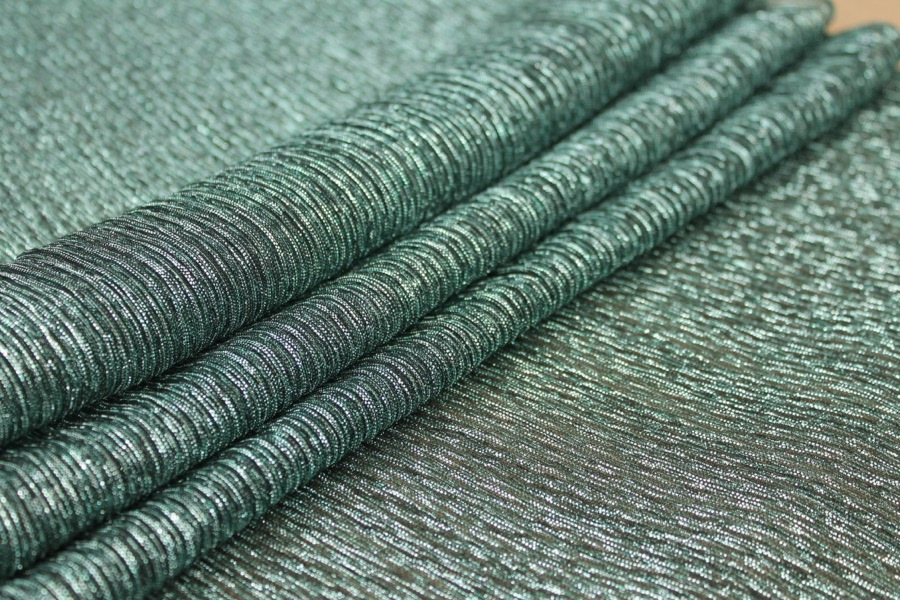 Pleated Lurex Knit - Turquoise fabric, image 5 of 9
