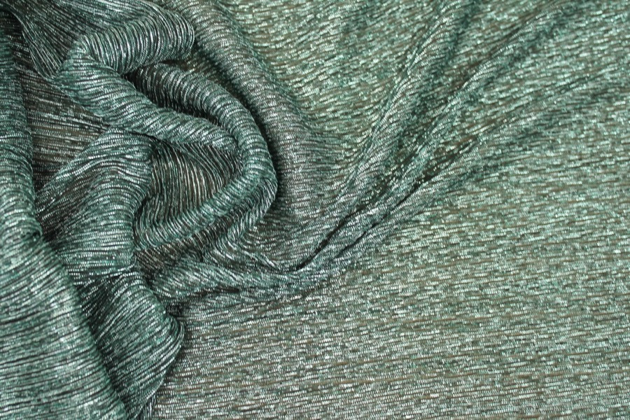Pleated Lurex Knit - Turquoise fabric, image 4 of 9