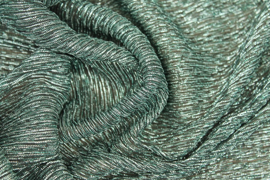 Pleated Lurex Knit - Turquoise fabric, image 3 of 9