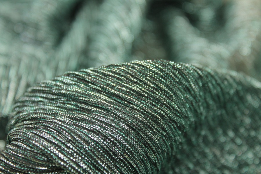 Pleated Lurex Knit - Turquoise fabric