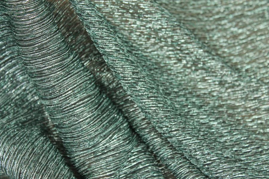 Pleated Lurex Knit - Turquoise fabric, image 6 of 9