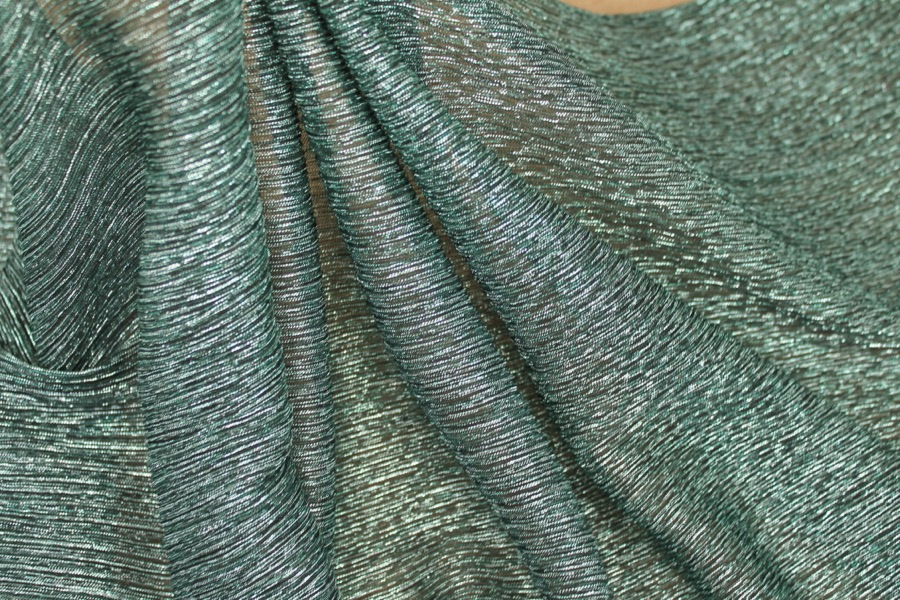 Pleated Lurex Knit - Turquoise fabric, image 9 of 9