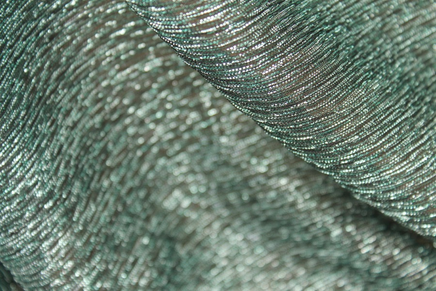 Pleated Lurex Knit - Turquoise fabric, image 8 of 9