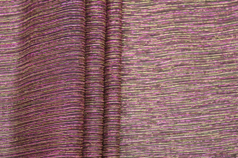 Pleated Lurex Knit - Magenta / Gold fabric, image 2 of 5