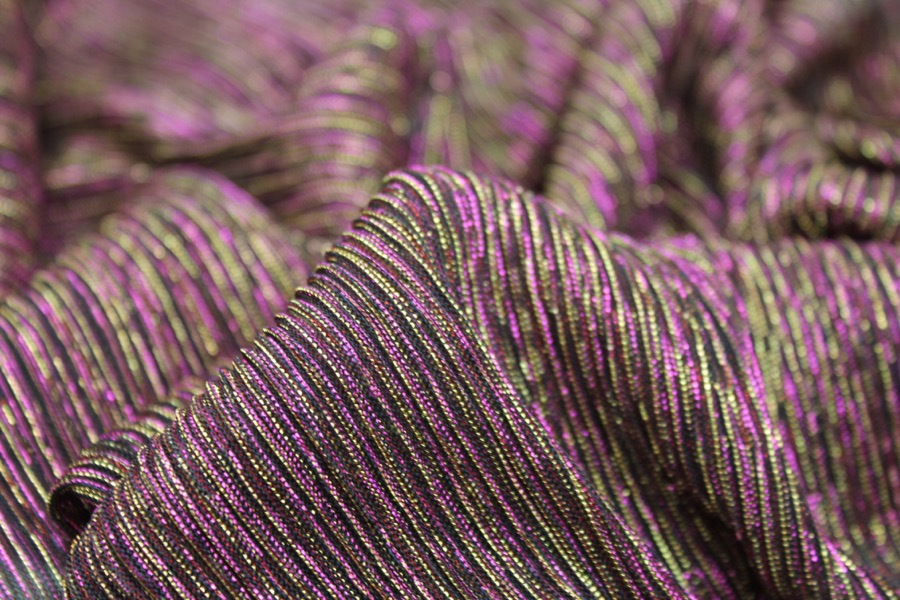 Pleated Lurex Knit - Magenta / Gold fabric