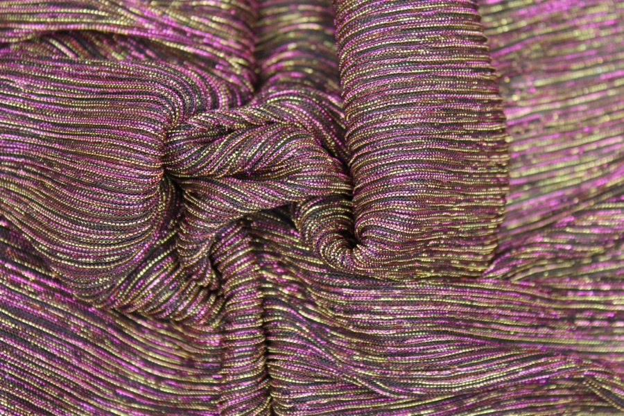 Pleated Lurex Knit - Magenta / Gold fabric, image 5 of 5