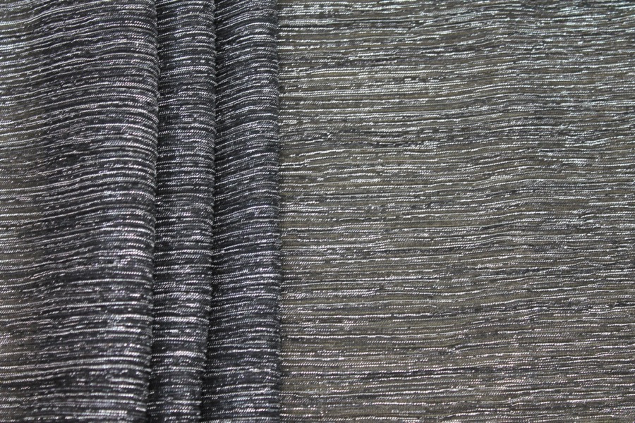Pleated Lurex Knit - Black / Silver fabric, image 3 of 7