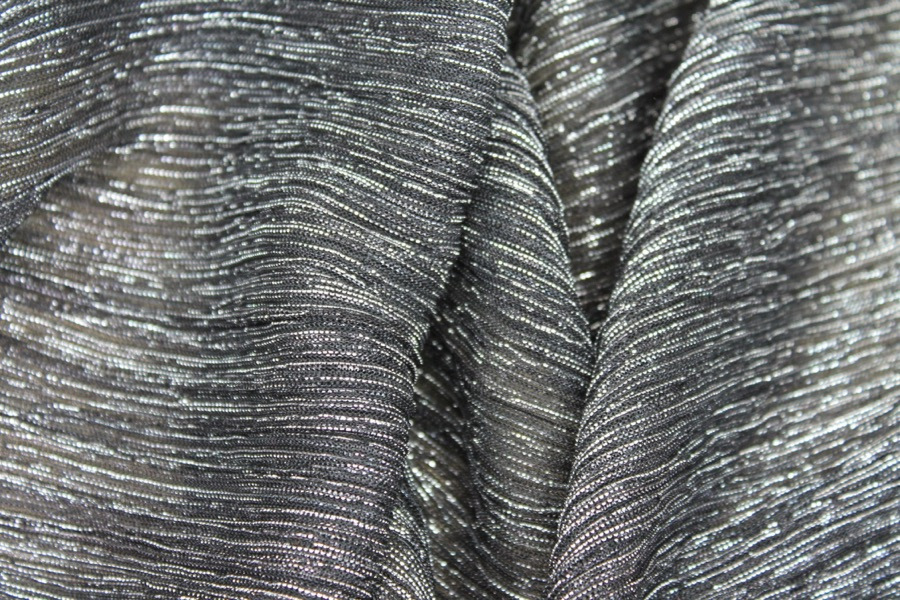 Pleated Lurex Knit - Black / Silver fabric, image 5 of 7