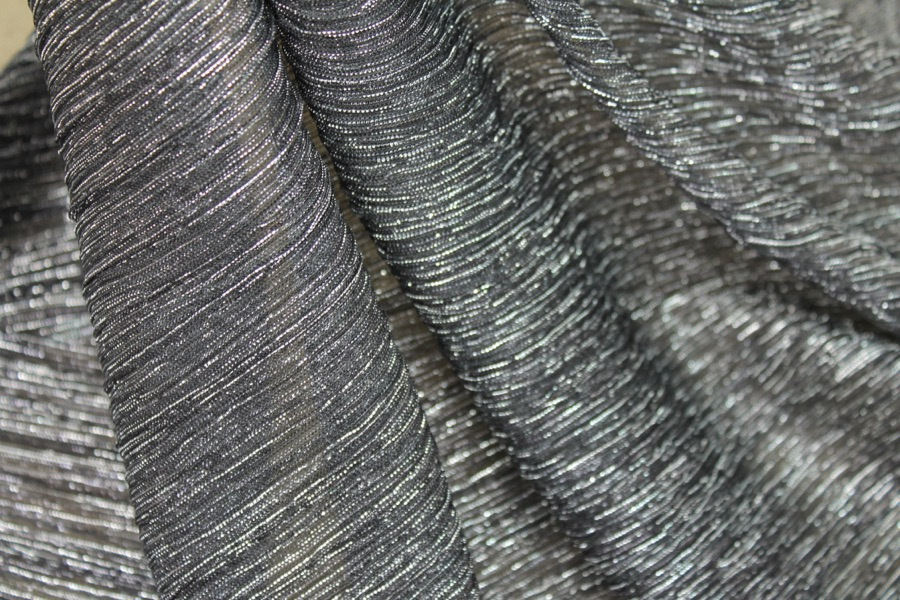 Pleated Lurex Knit - Black / Silver fabric, image 6 of 7