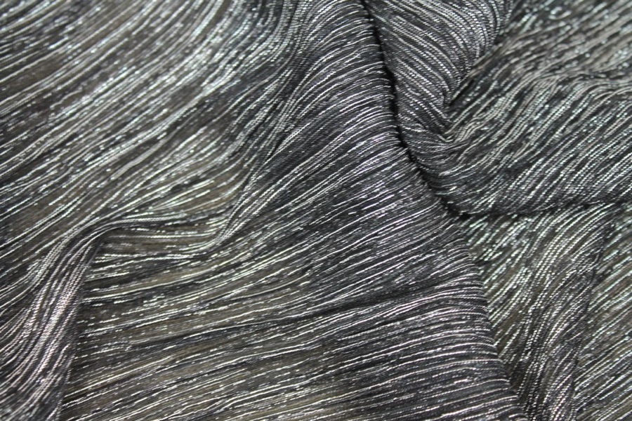 Pleated Lurex Knit - Black / Silver fabric, image 7 of 7